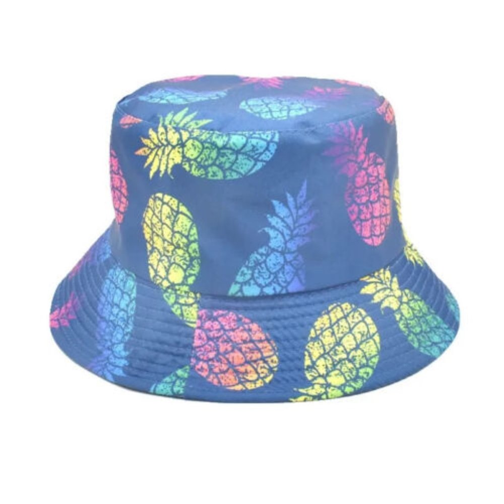 Blue Beach Pineapple Pattern Unisex Bucket Hat M 56-58cm